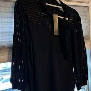 Elegant Black Sheer Sleeve Blouse